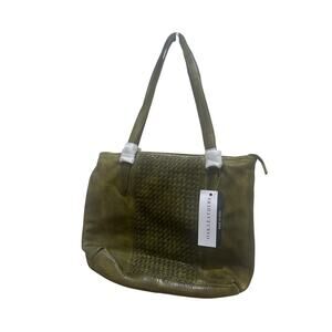 Oak Leathers NWT Green Woven Leather Purse Shoulder Bag Tote - See Defect